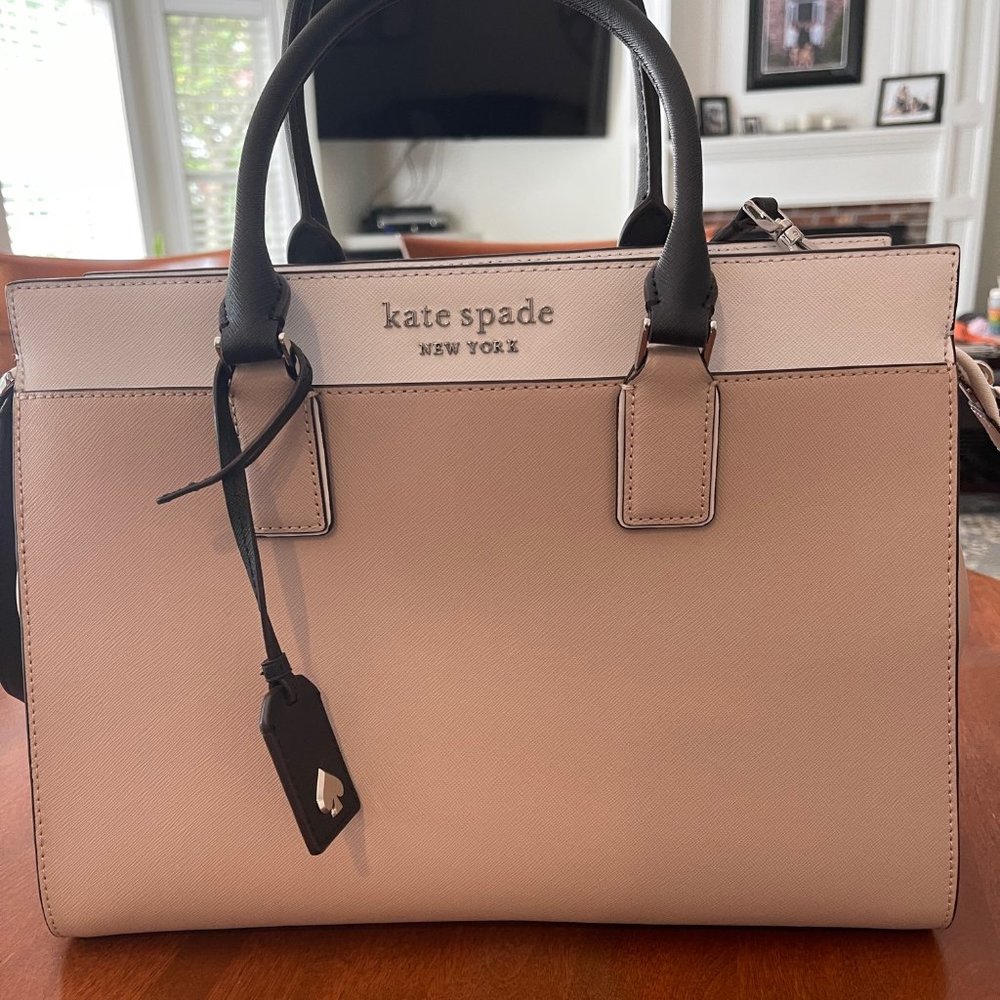 kate spade multicolor brown black white tote bag